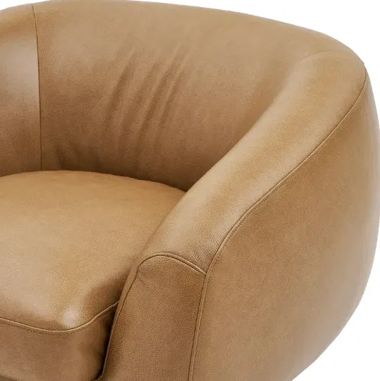 Fauteuil pivotant Clairvaux en cuir, vue 4 sur 5