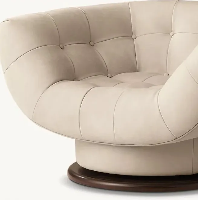 Fauteuil pivotant Concarneau en cuir, vue 3 sur 4