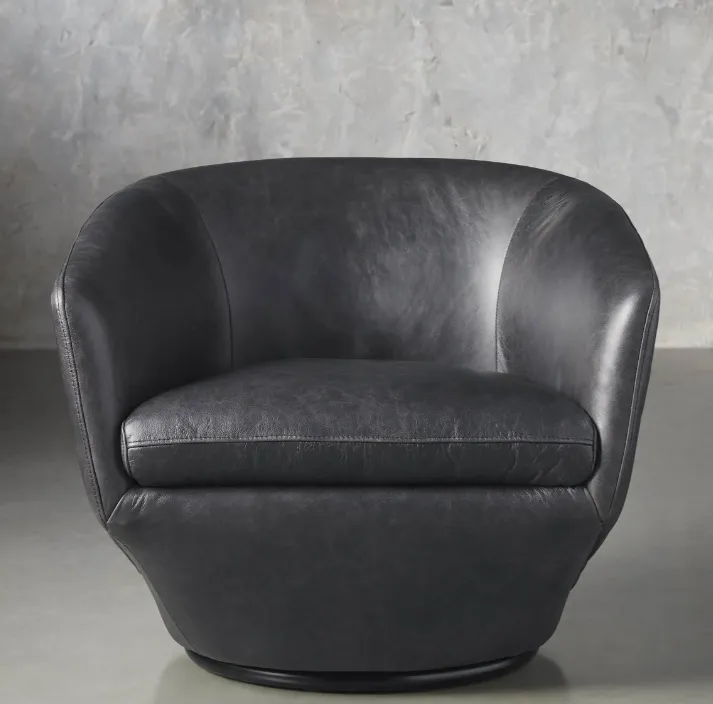 Fauteuil pivotant Étretat en cuir, collection fauteuils ELWOOD HOME