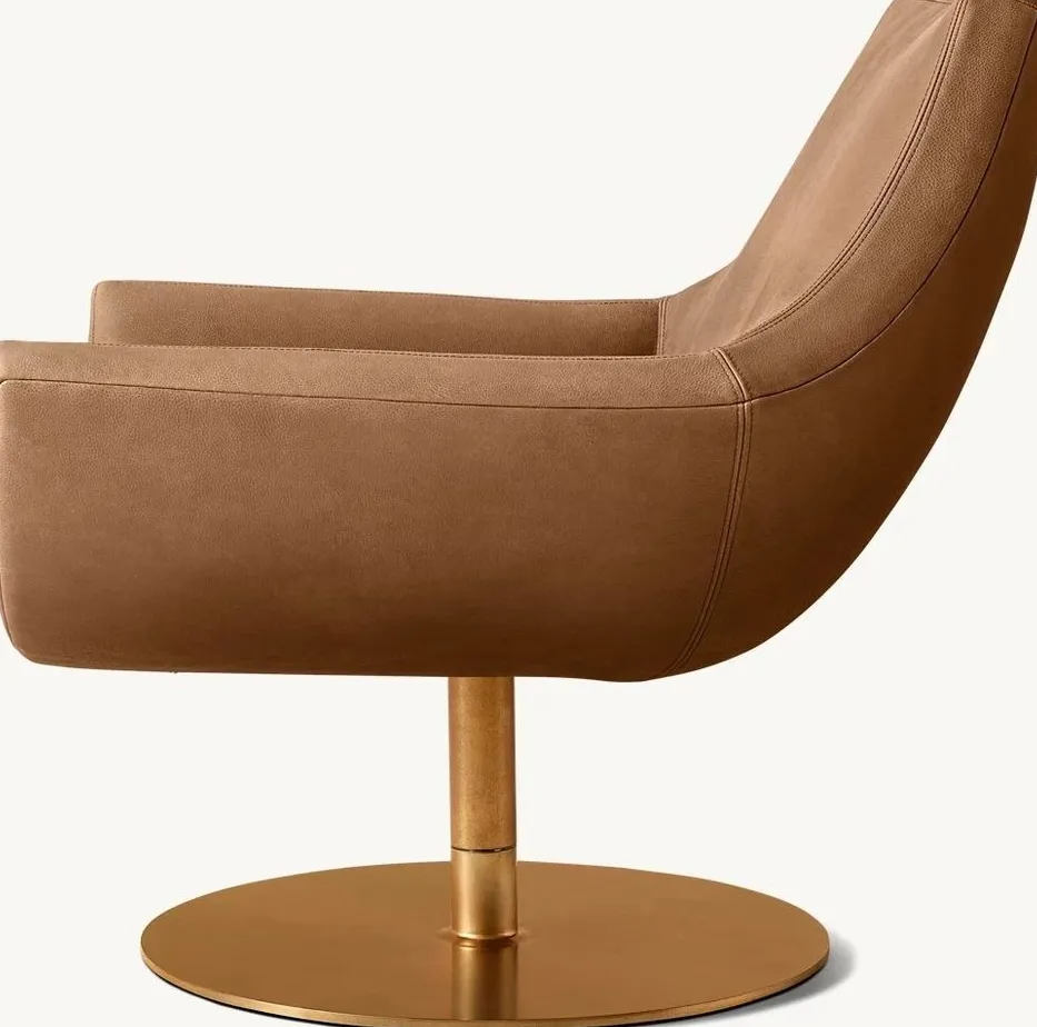 Fauteuil pivotant Pornic en cuir, vue 2 sur 6