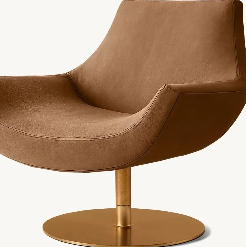 Fauteuil pivotant Pornic en cuir, vue 3 sur 6