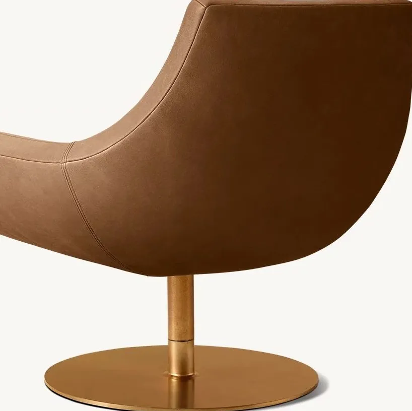 Fauteuil pivotant Pornic en cuir, vue 4 sur 6