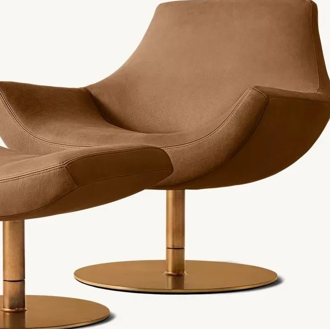 Fauteuil pivotant Pornic en cuir, vue 5 sur 6
