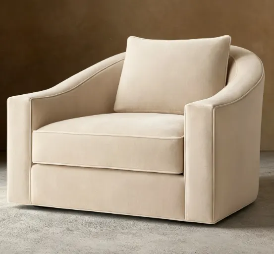 Fauteuil pivotant Saorge en velours crème — fauteuils