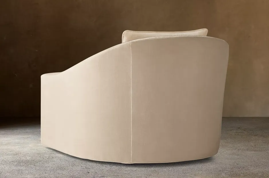 Fauteuil pivotant Saorge en velours crème, vue 4 sur 4