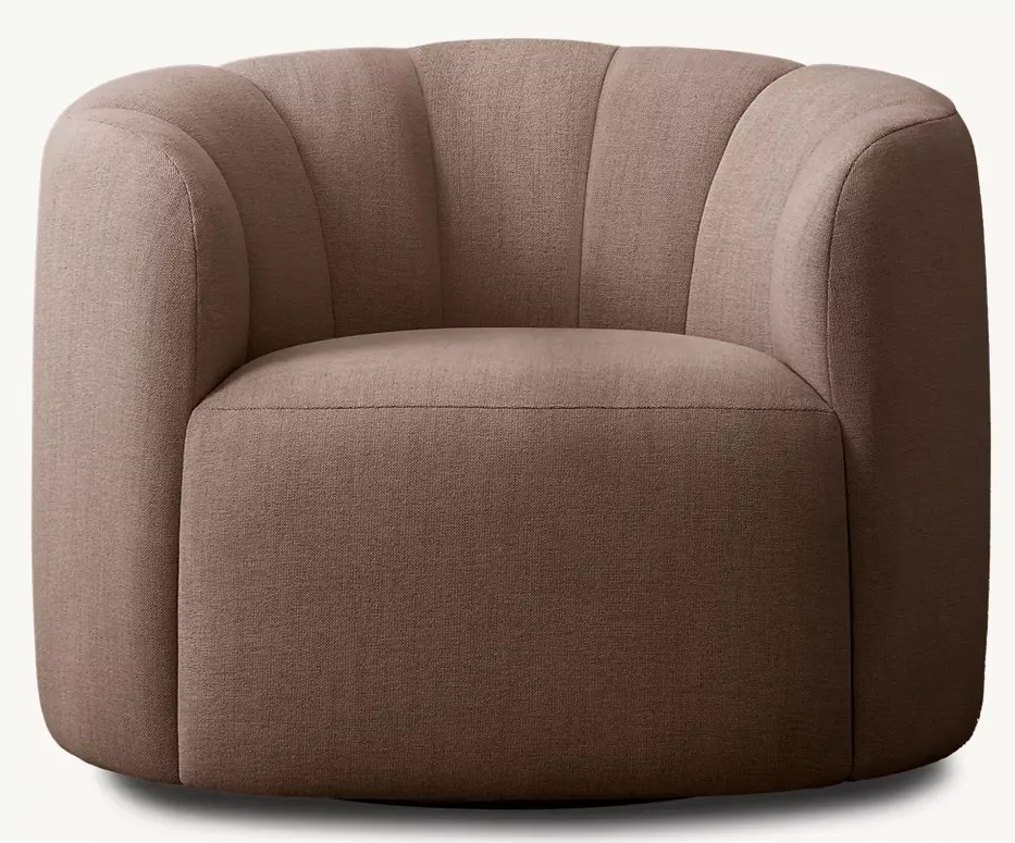 Fauteuil pivotant Seillans en lin, vue 2 sur 4