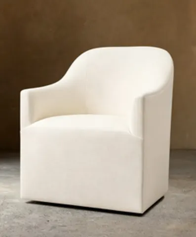 Fauteuil pivotant Sospel en lin blanc — fauteuils