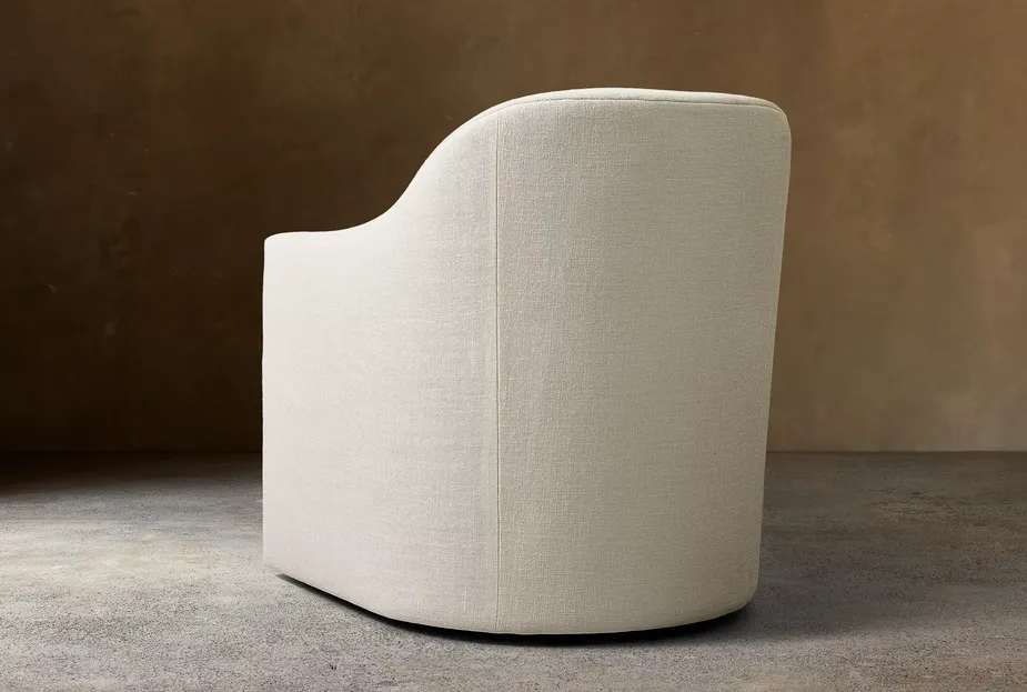 Fauteuil pivotant Sospel en lin blanc, vue 4 sur 4