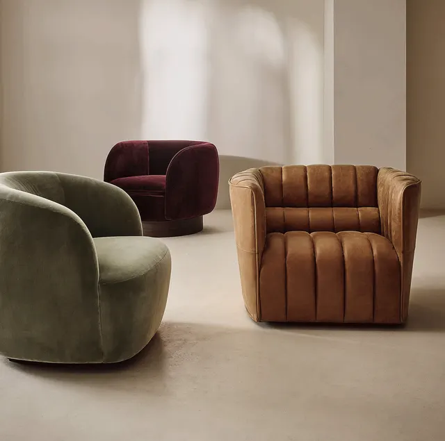 Fauteuil pivotant Tonnerre en velours vert — fauteuils