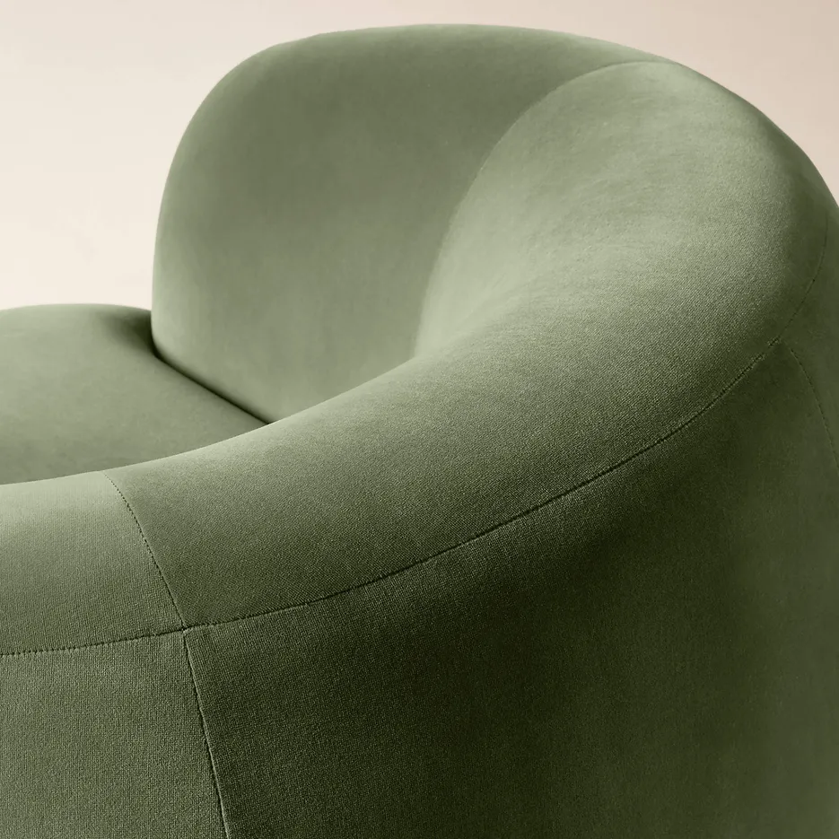 Fauteuil pivotant Tonnerre en velours vert, vue 5 sur 6
