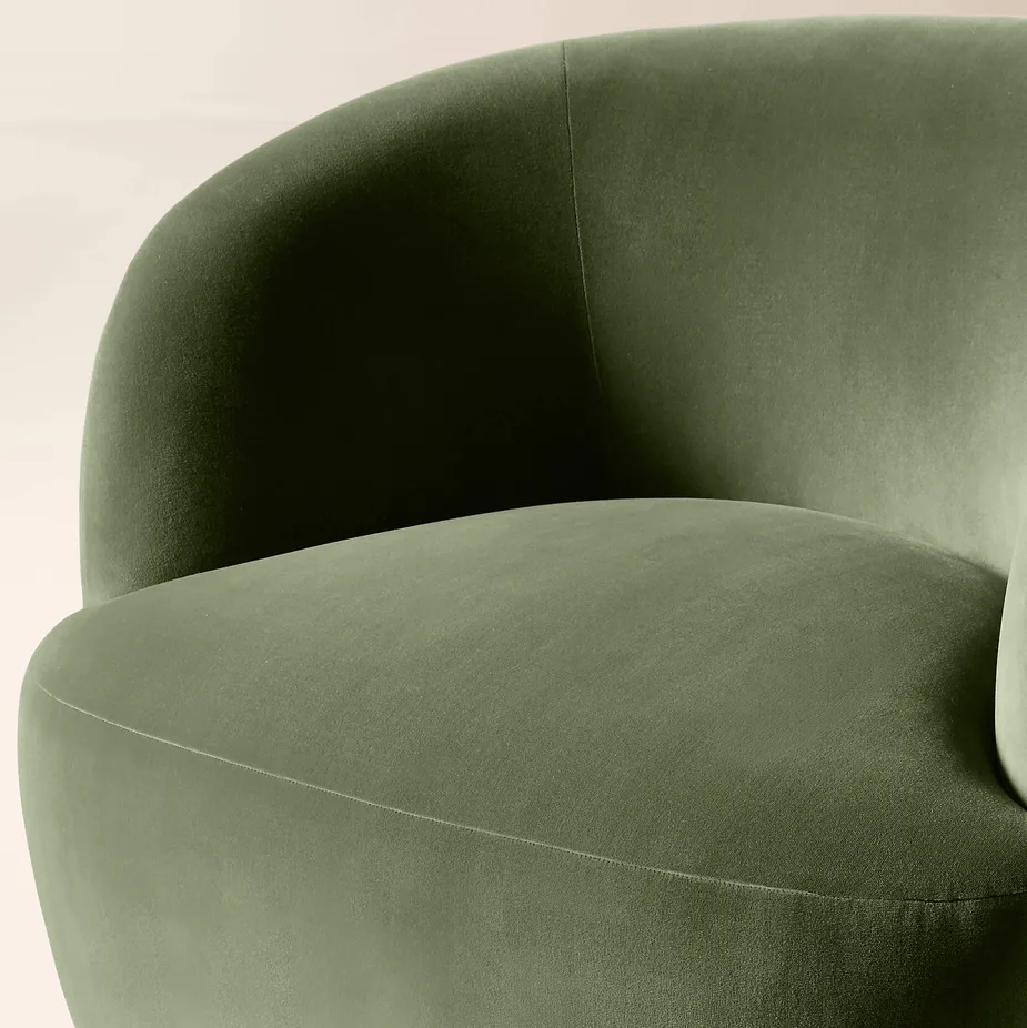 Fauteuil pivotant Tonnerre en velours vert, vue 6 sur 6