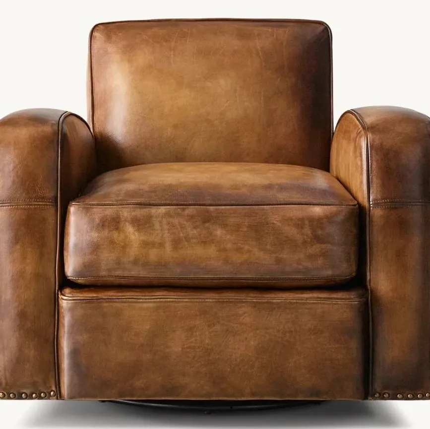 Fauteuil pivotant Uzès en cuir, vue 2 sur 5