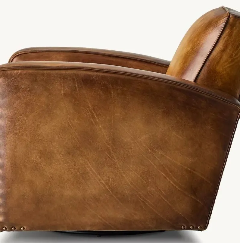 Fauteuil pivotant Uzès en cuir, vue 3 sur 5