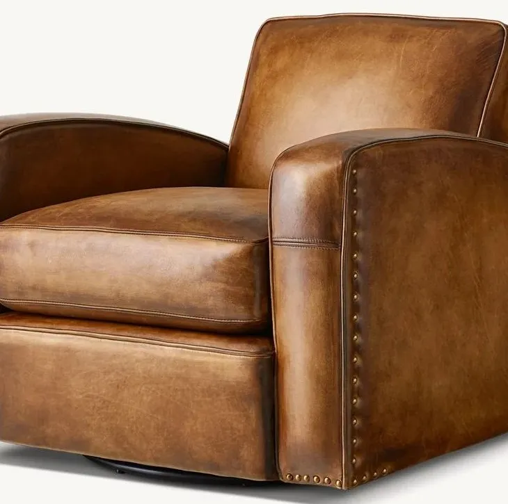 Fauteuil pivotant Uzès en cuir, vue 4 sur 5