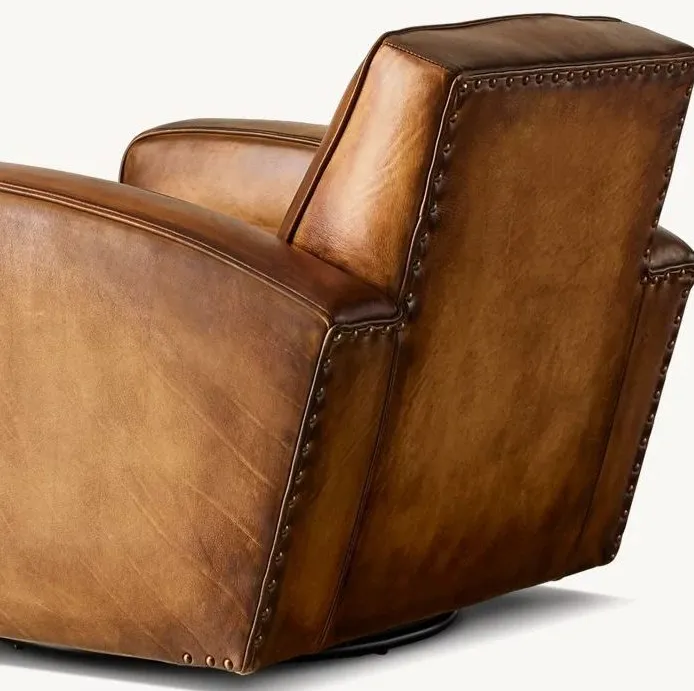 Fauteuil pivotant Uzès en cuir, vue 5 sur 5