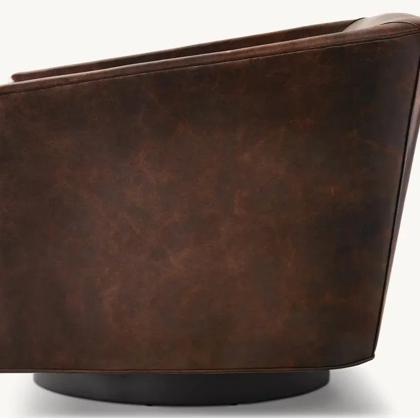 Fauteuil pivotant Vence en cuir, vue 2 sur 4