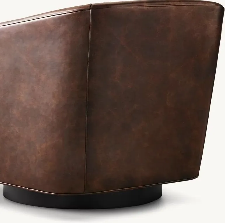 Fauteuil pivotant Vence en cuir, vue 4 sur 4