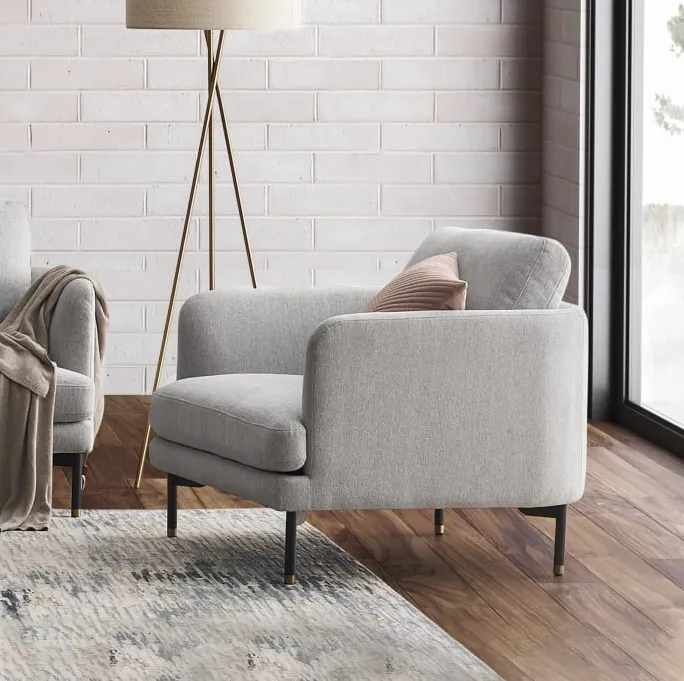 Fauteuil Pont-Aven en velours, vue 3 sur 6