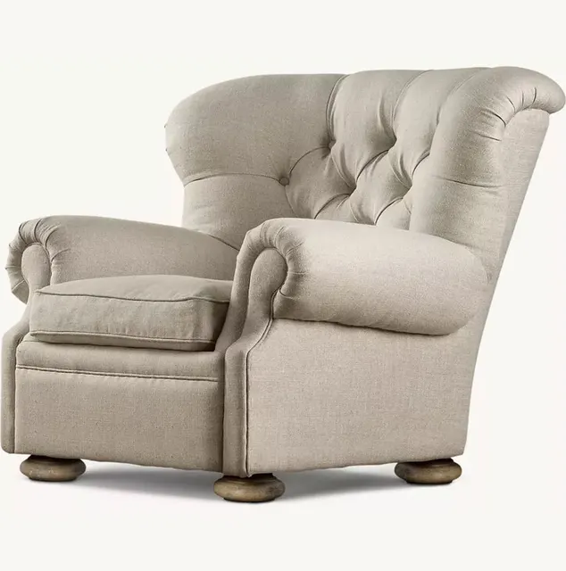 Fauteuil Quimper en cuir beige — fauteuils
