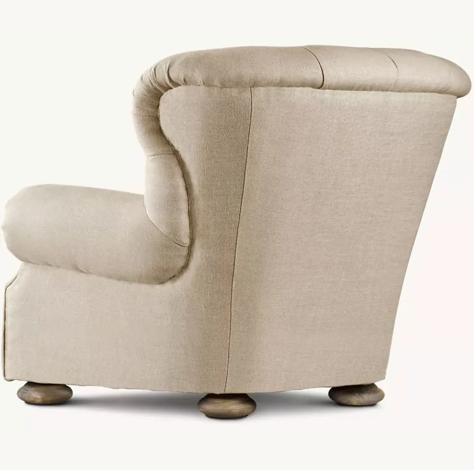 Fauteuil Quimper en cuir beige, vue 4 sur 4