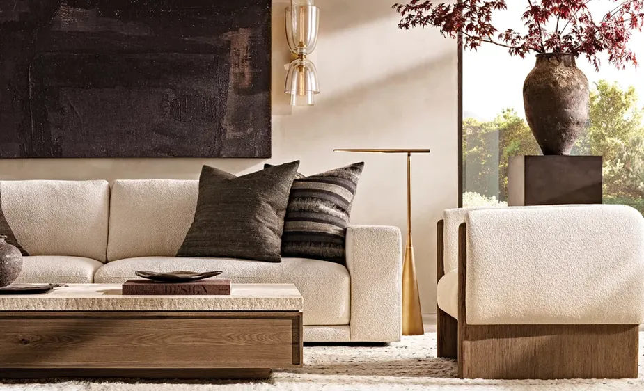 Fauteuil Saillans en tissu bouclé et chêne blanc, vue 2 sur 6