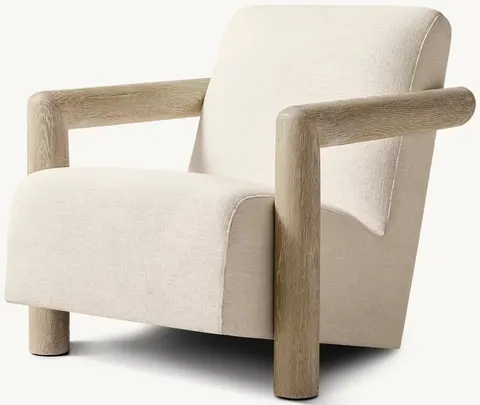 Fauteuil Sauve en lin et chêne blanc — fauteuils