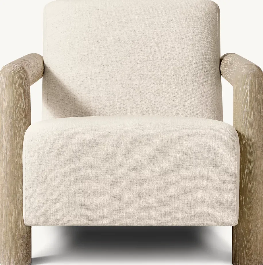 Fauteuil Sauve en lin et chêne blanc, vue 2 sur 4