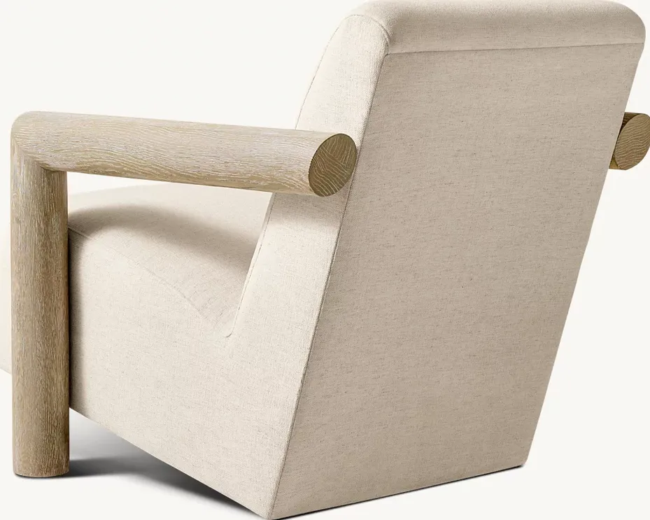 Fauteuil Sauve en lin et chêne blanc, vue 4 sur 4