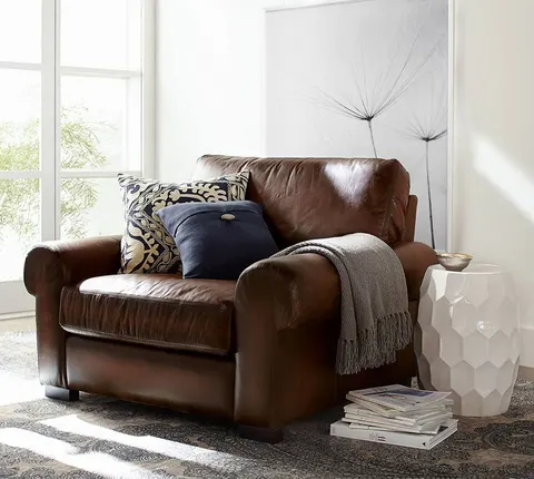Fauteuil Seix en cuir et noyer brun — fauteuils