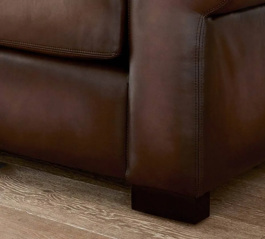 Fauteuil Seix en cuir et noyer brun, vue 3 sur 4