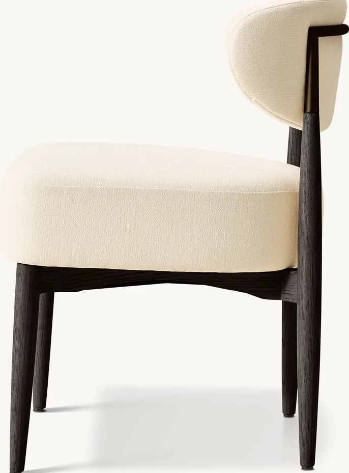 Fauteuil Sète en tissu et chêne, vue 4 sur 6