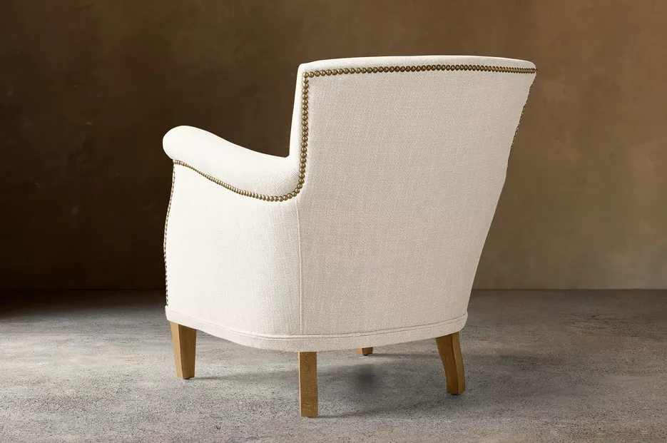 Fauteuil Tende en tissu et chêne blanc, vue 2 sur 4