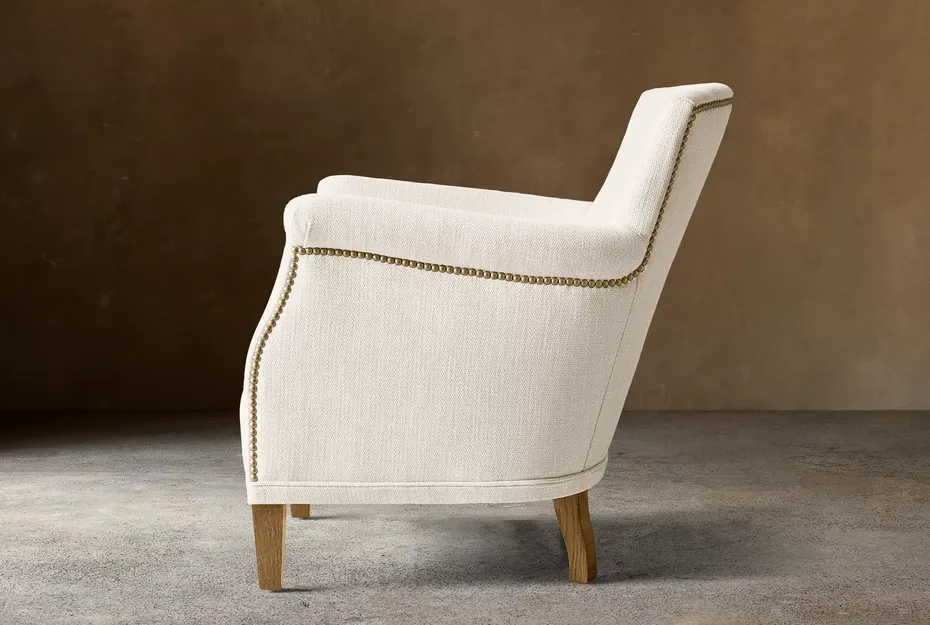 Fauteuil Tende en tissu et chêne blanc, vue 3 sur 4