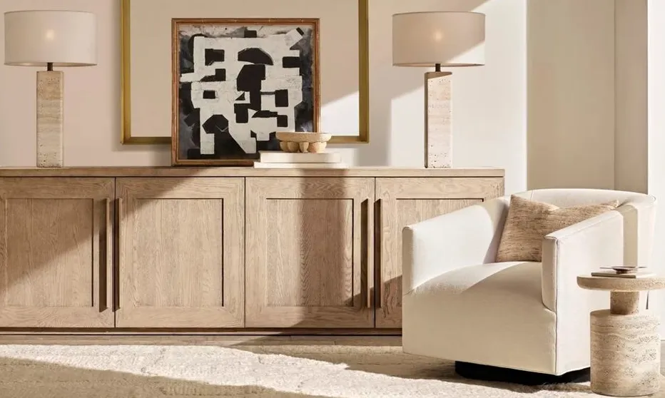 Fauteuil Trémolat en tissu et chêne, vue 5 sur 6
