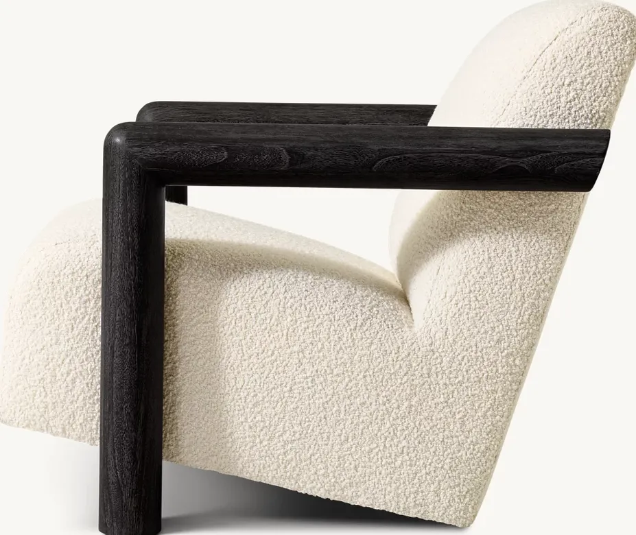 Fauteuil Uzès en tissu crème, vue 5 sur 6