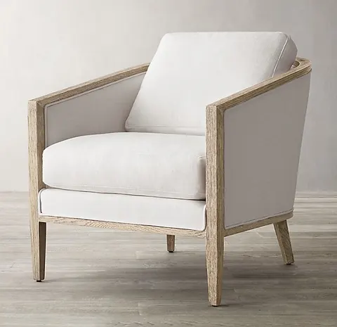 Fauteuil Vannes en tissu et chêne — fauteuils