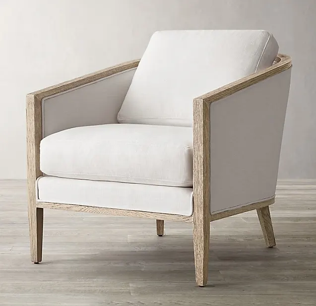 Fauteuil Vannes en tissu et chêne — fauteuils