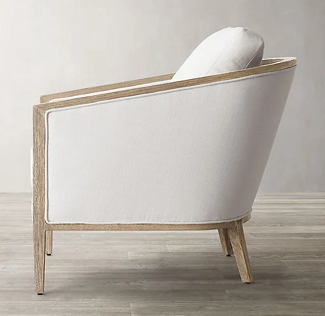 Fauteuil Vannes en tissu et chêne, vue 3 sur 5