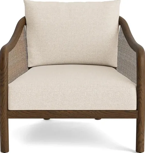 Fauteuil Vence en tissu et bois massif, vue 4 sur 6