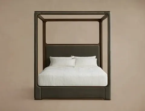 Lit à baldaquin Autoire en chêne noir king size — lits