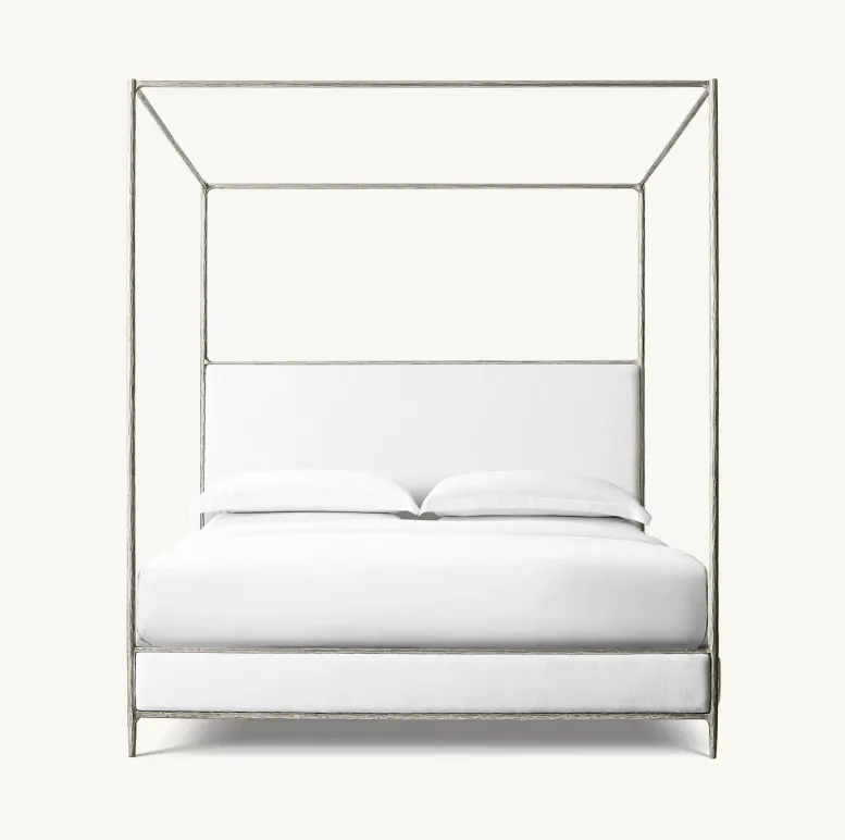Lit à baldaquin Bagnères en tissu king size, collection lits ELWOOD HOME