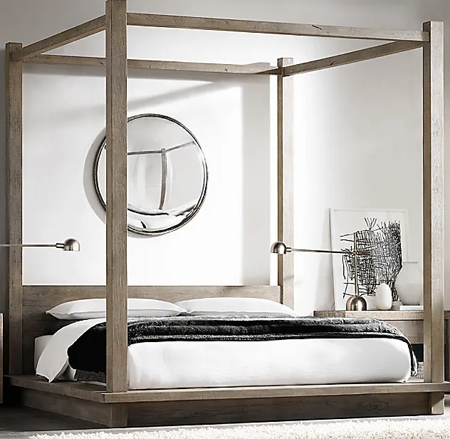 Lit à baldaquin Lussan en chêne king size — lits