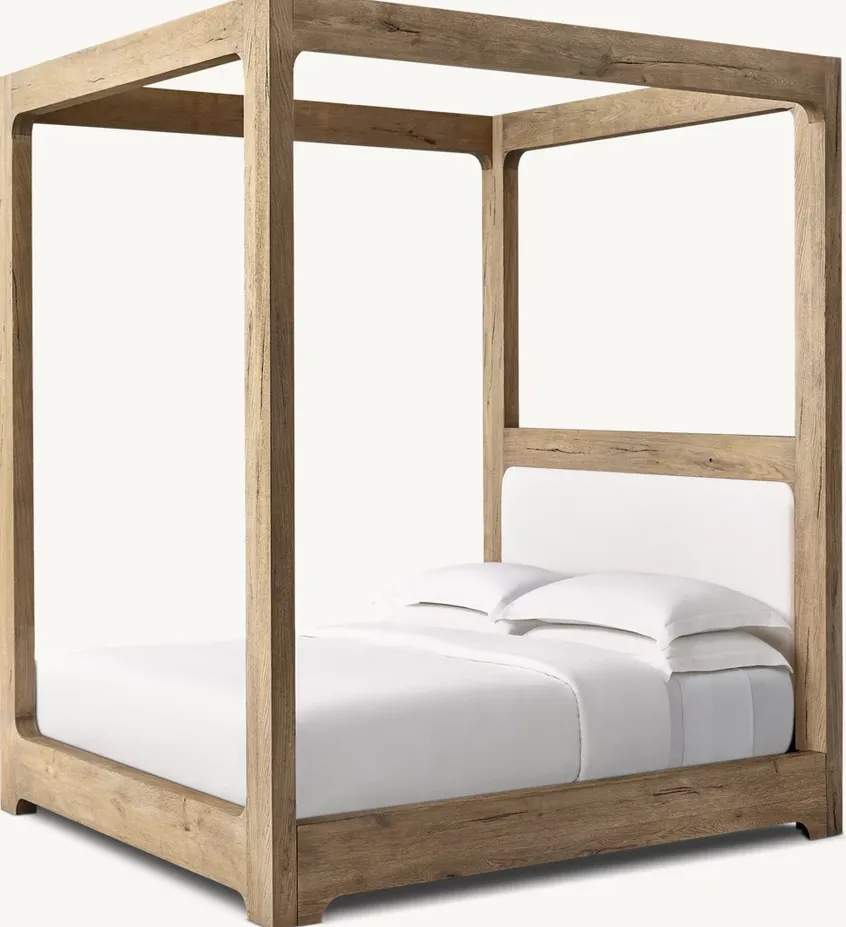Lit à baldaquin Nyons en tissu et chêne king size, vue 2 sur 6