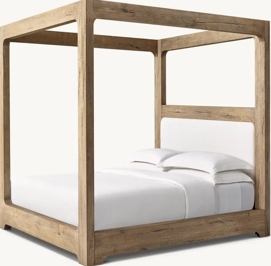 Lit à baldaquin Nyons en tissu et chêne king size, vue 4 sur 6