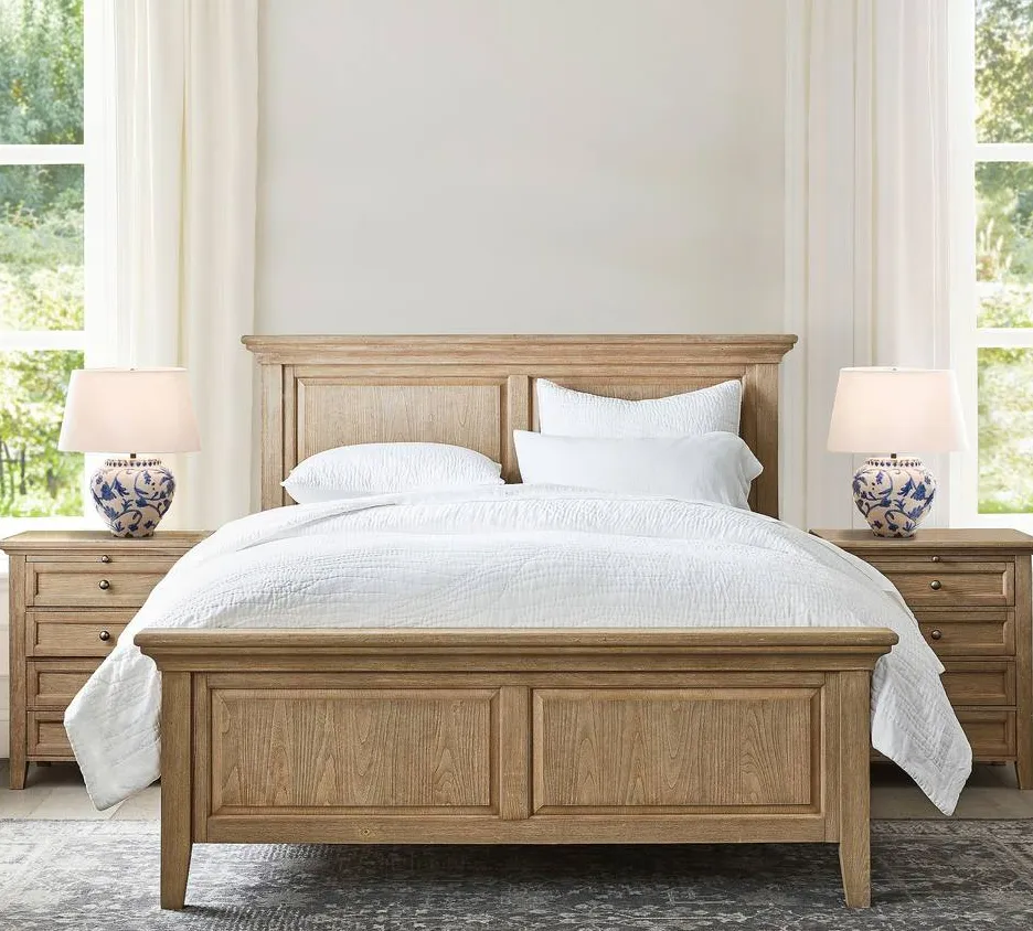 Lit Anduze en placage de chêne blanc, collection lits ELWOOD HOME