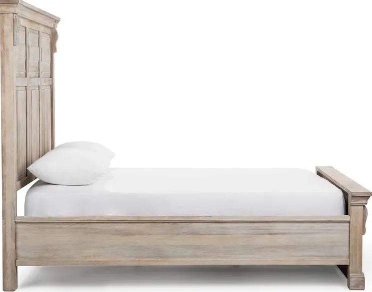 Lit Antibes en bois massif crème king size, vue 3 sur 4