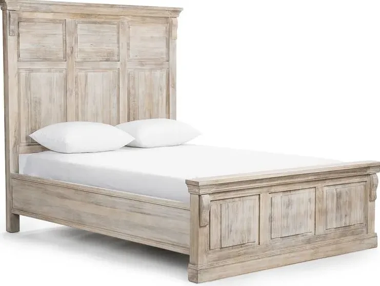 Lit Antibes en bois massif crème king size, vue 4 sur 4