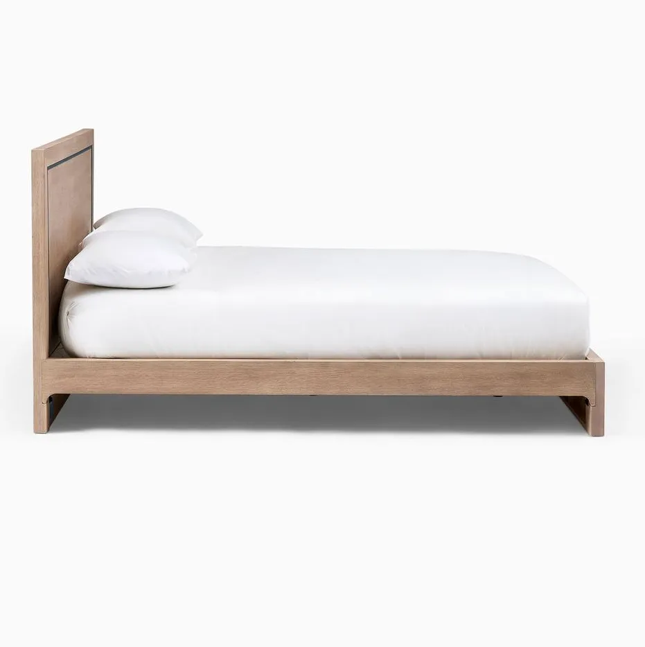 Lit Arles en tissu et placage de chêne king size, vue 2 sur 4