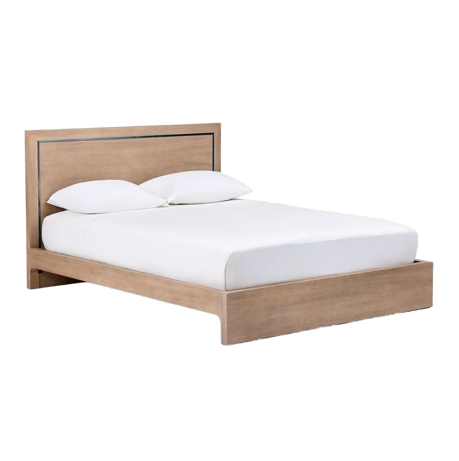 Lit Arles en tissu et placage de chêne king size, vue 4 sur 4
