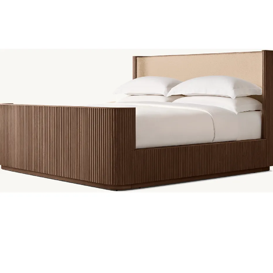 Lit Aspet en chêne brun king size, vue 3 sur 5